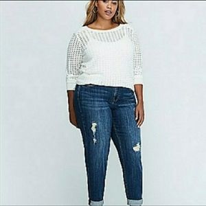 Lane Bryant Womens Distressed Boyfriend Blue Jeans